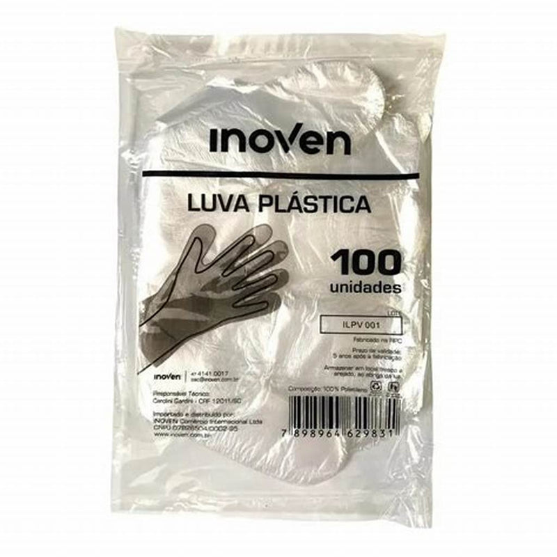 LUVA PLÁSTICA DESCARTÁVEIS INOVEN ATACADO CAIXA COM 10.000 UNIDADES